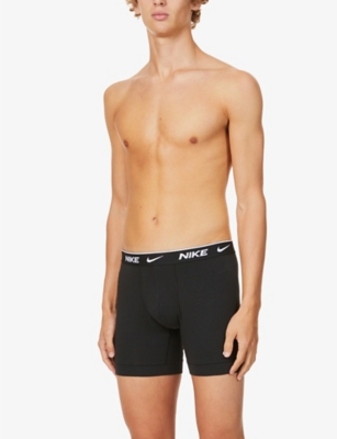 Nike Dri-fit Essential 3-pack Stretch Cotton Boxer Briefs In Black
