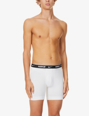 Shop Nike Mens White/grey/blk Pack Of Three Everyday Stretch-cotton Jersey Boxers