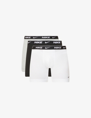 Nike Pack Of Three Everyday Stretch-cotton Jersey Boxers In White/grey/blk
