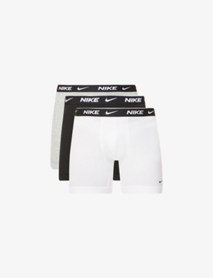 Nike Essential Cotton Stretch Boxer Brief 3 Pack in White, Grey