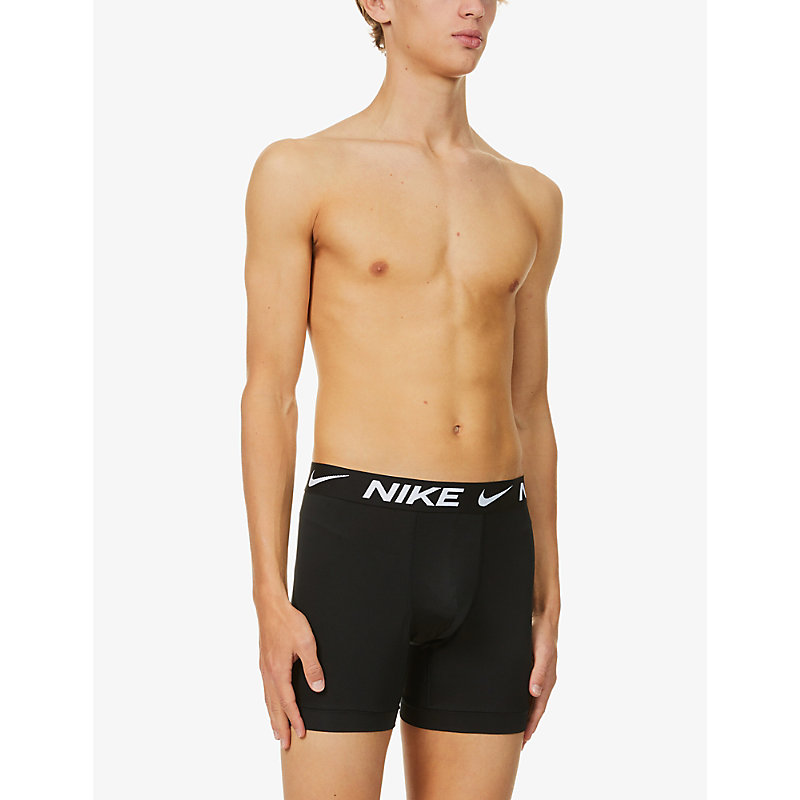 Shop Nike Mens Black Essential Stretch-woven Boxers Pack Of Three