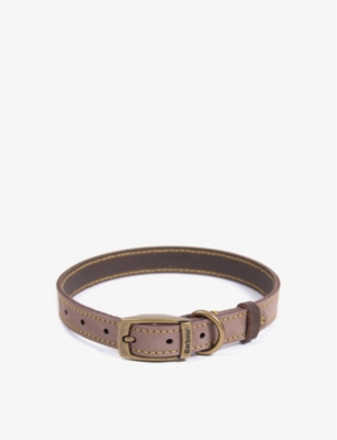 BARBOUR: Leather and brass dog collar