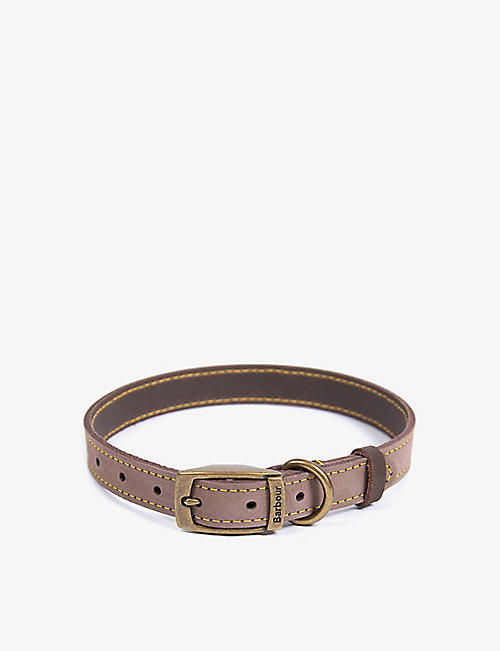BARBOUR: Leather and brass dog collar