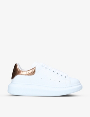 white platform leather trainers