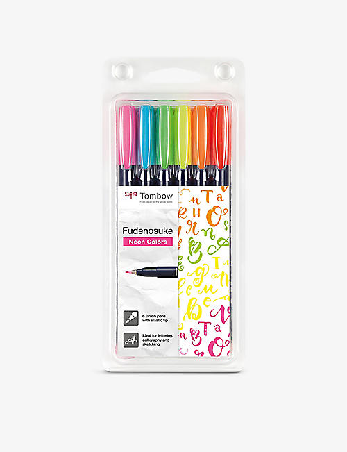 TOMBOW: Fudenosuke neon brush pens set of 6