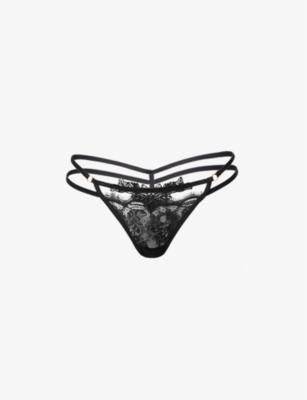 Shop Bluebella Women's Black Lumi Stretch-lace Thong