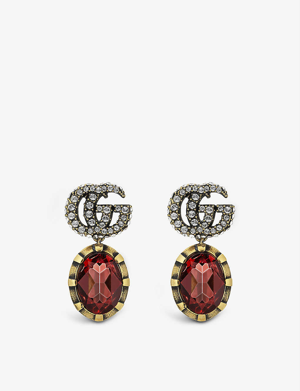 GUCCI MARMONT CRYSTAL AND GOLD-TONE BRASS EARRINGS,R03652982