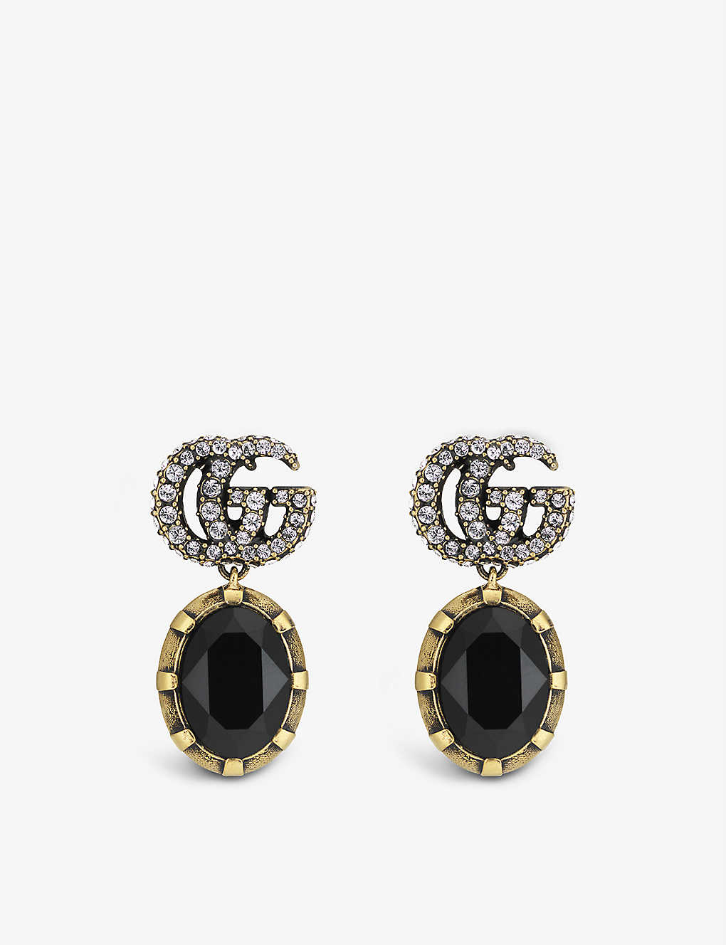 GUCCI GUCCI WOMEN'S BRASS MARMONT CRYSTAL AND GOLD-TONE BRASS EARRINGS,40462306