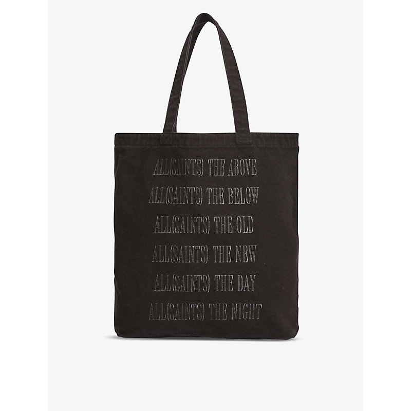 Allsaints Black Stamp Branded Canvas Tote Bag 1 Size