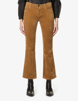 J BRAND - Selena cropped bootcut mid-rise stretch-velvet trousers ...