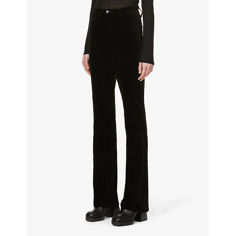 J Brand Womens Black Runway Bootcut High-rise Cotton-blend Trousers 24