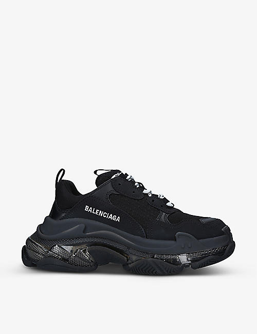 BALENCIAGA: Triple S leather and mesh mid-top trainers