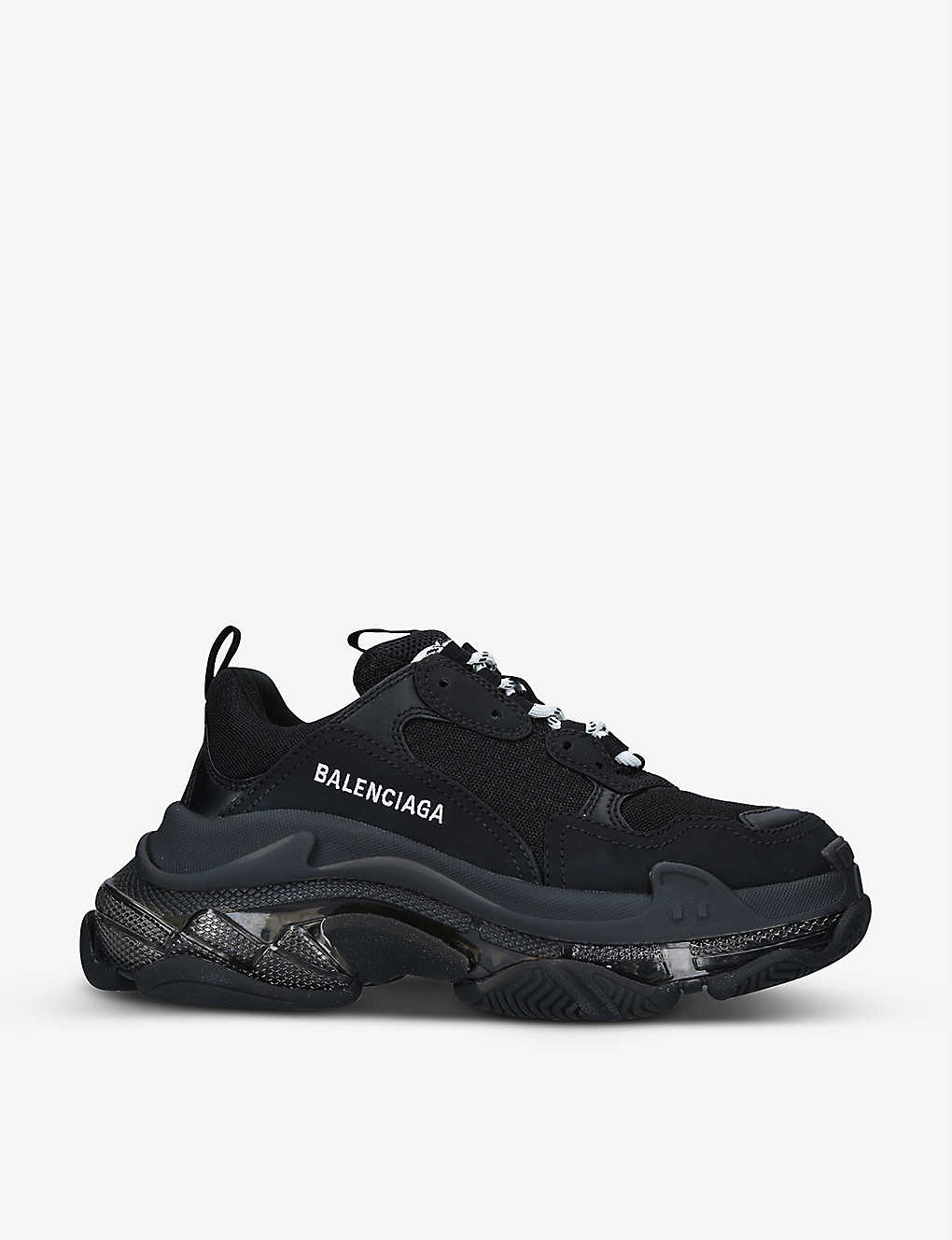 Balenciaga Triple S Leather And Mesh Mid-top Trainers In Black