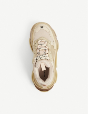 Shop Balenciaga Women's Beige Women's Triple S Leather And Mesh Trainers