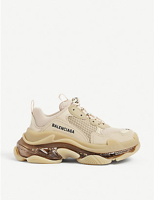 BALENCIAGA: Women's Triple S leather and mesh trainers