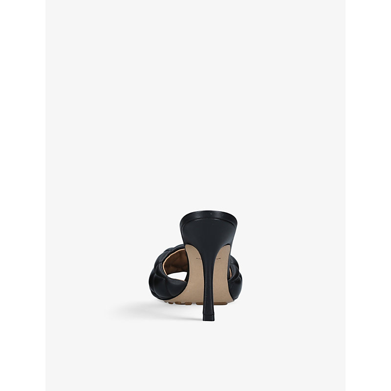 Shop Bottega Veneta Women's Black Padded Quilted-leather Heeled Mules