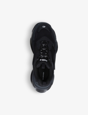 Shop Balenciaga Men's Black Men's Triple S Leather And Mesh Mid-top Trainers