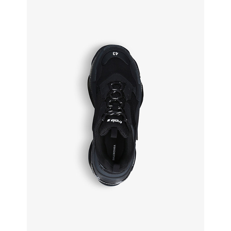 Shop Balenciaga Mens Black Men's Triple S Leather And Mesh Mid-top Trainers