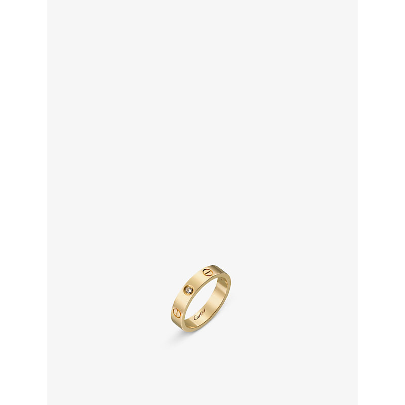 Shop Cartier Womens Yellow Mini Love 18ct Yellow-gold And 1 Diamond Wedding Band In Yellow Gold