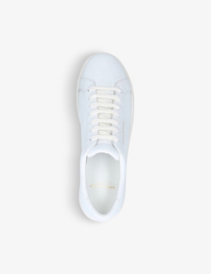Shop Saint Laurent Andy Logo-print Leather Trainers In White