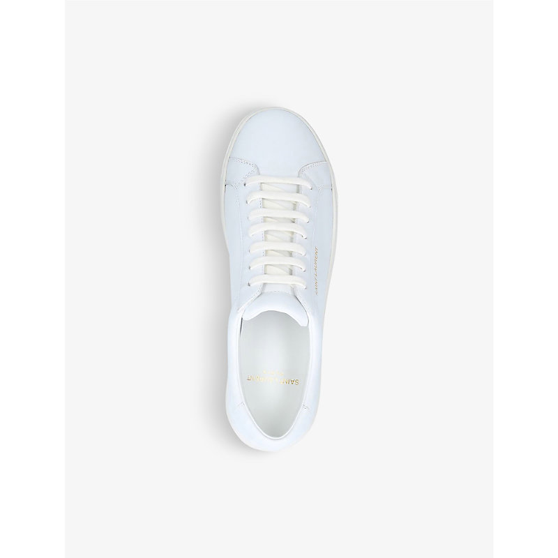Shop Saint Laurent Andy Logo-print Leather Trainers In White