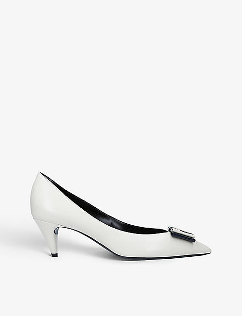 SAINT LAURENT: Anaïs brand-embellished leather heeled courts