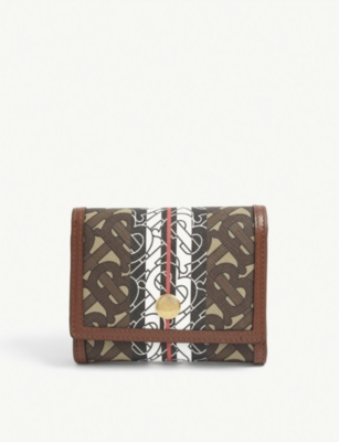 Shop Burberry Lancaster Tb Monogram Tri-fold E-canvas Wallet