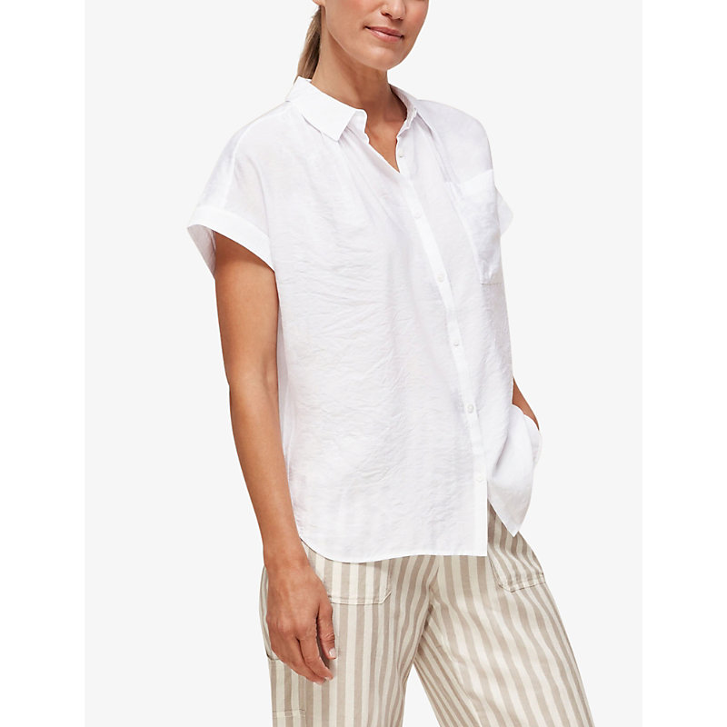 Shop Whistles Women's White Nicola Cotton-blend Shirt