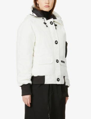 Shop Canada Goose Women's White Chilliwack Hooded Cotton-blend Bomber Jacket