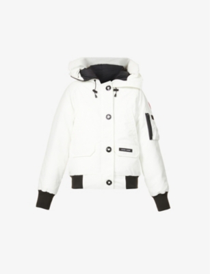 Shop Canada Goose Women's White Chilliwack Hooded Cotton-blend Bomber Jacket