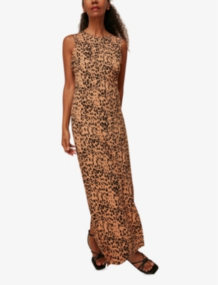 WHISTLES Leopardprint crepe midi dress