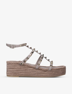 rockstud leather flatform sandals