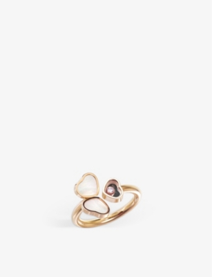 CHOPARD: Happy Hearts Wings 18ct rose-gold, mother-of-pearl and diamond ring