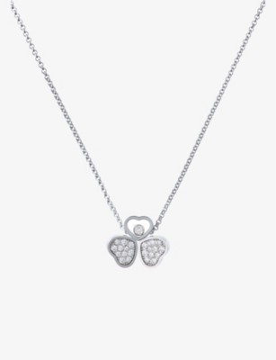 CHOPARD: Happy Hearts Wings 18ct white-gold and diamond necklace