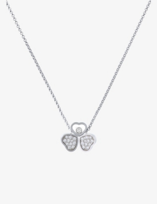 CHOPARD Happy Hearts Wings 18ct white gold and diamond necklace