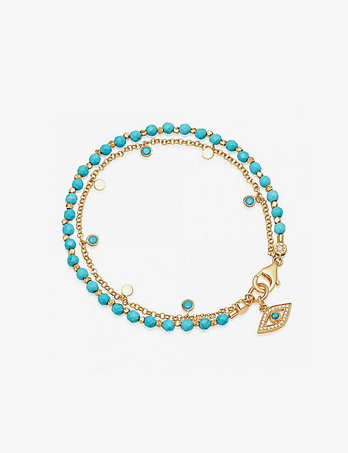 ASTLEY CLARKE: Biography Evil Eye 18ct gold-plated vermeil silver, turquoise and sapphire bracelet