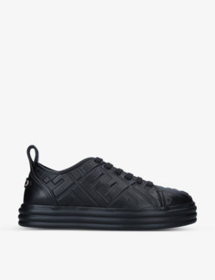 FENDI FF embossed flatform leather mid top trainers Selfridges