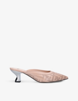 perforated leather mules