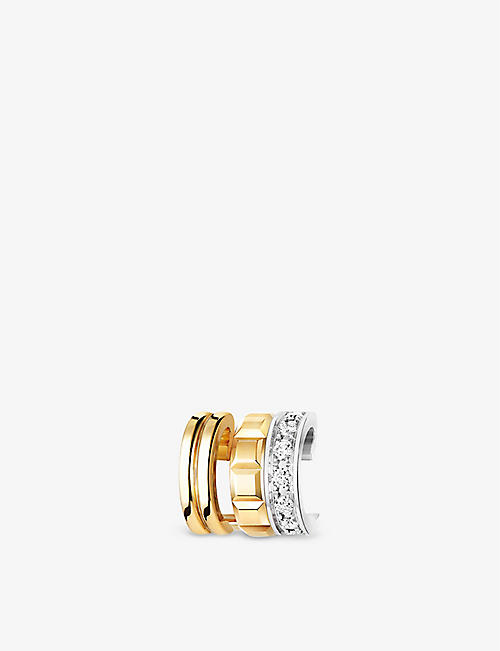 BOUCHERON: Quatre Radiant Edition 18ct yellow-gold, 18ct white-gold and 0.14ct round diamond clip-on earring
