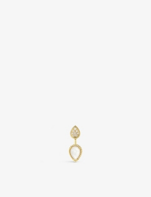 Shop Boucheron Women's White Serpent Bohème 18ct Yellow-gold, 0.16ct Diamond And Mother-of-pearl Single E