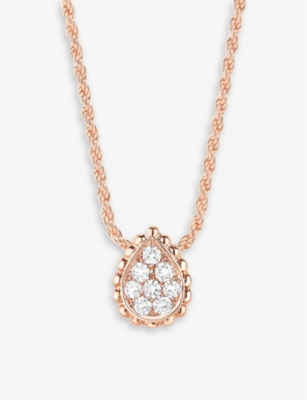 Shop Boucheron Pink Serpent Bohème 18ct Rose-gold And 0.14ct Diamond Pendant Necklace