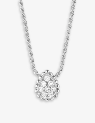 Shop Boucheron Women's Silver Serpent Bohème 18ct White-gold And 0.13ct Diamond Pendant Necklace