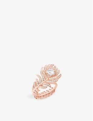 Shop Boucheron Womens Pink Plume De Paon 18ct Rose-gold And Diamond Ring