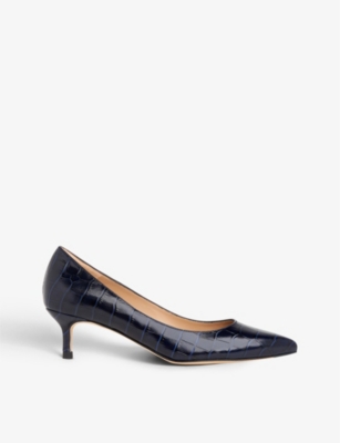 Lk Bennett Audrey Pointed-toe Suede Courts In Blu-navy