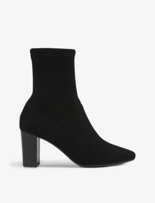 Lk Bennett Alice Suede Heeled Ankle Boots In Bla-black