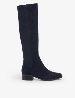 Lk Bennett Bella Suede And Textile Knee-high Boots In Blu-navy