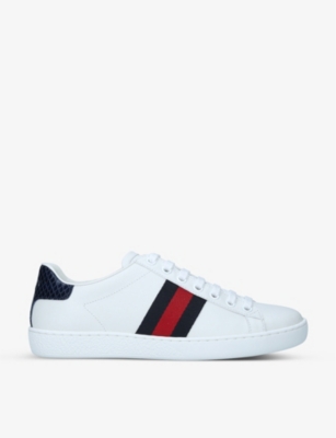 GUCCI - Women's New Ace logo-embroidered leather trainers | Selfridges.com