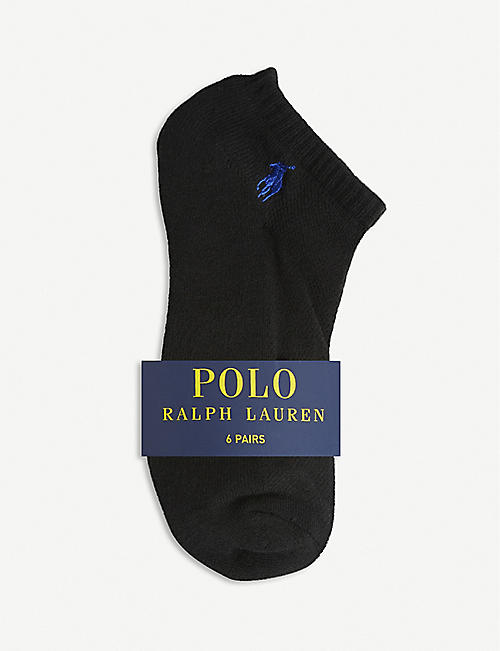 POLO RALPH LAUREN: Logo-embroidered ultra-low stretch-jersey socks pack of six