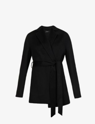 Joseph Womens Black Cenda Double-faced Wool And Cashmere-blend Coat In Black