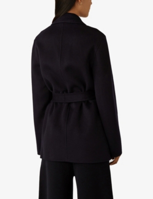 Shop Joseph Women's Navy Cenda Wool And Cashmere-blend Belted Coat